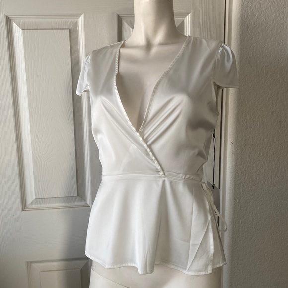 NWT Revolve By The Way Satin Wrap Top - Picture 6 of 11